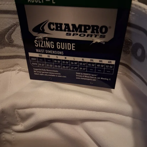 Champro Adult Large Baseball Pants, White With Blue Stripe Sports - Picture 3 of 7